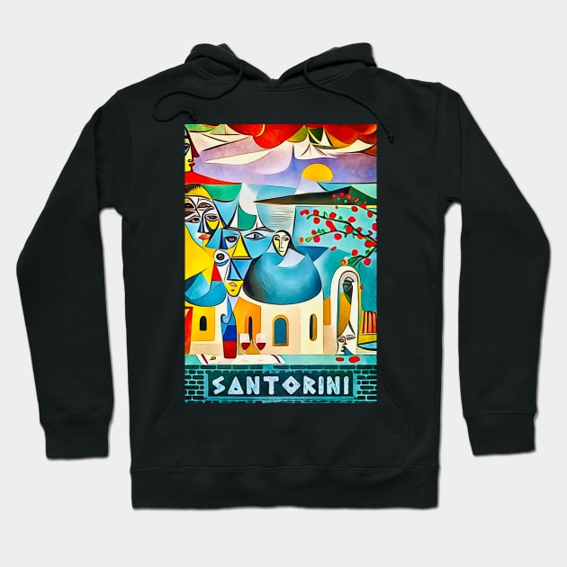 Santorini, Globetrotter Hoodie by Zamart20